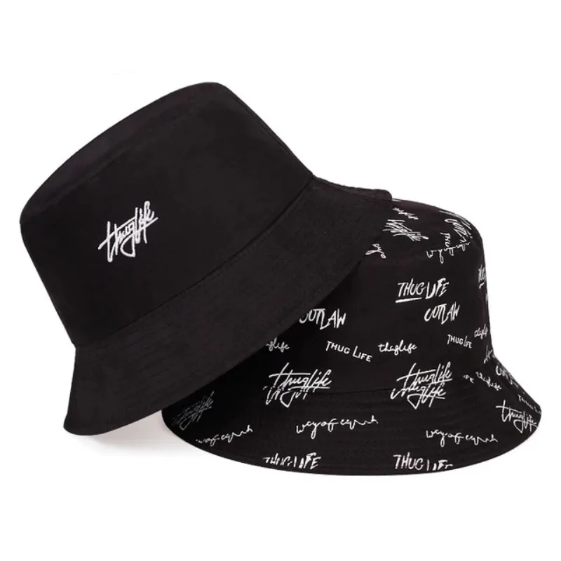 Fashion Graffiti Letters Bucket Hat For Men Women Double-sided Foldable Soft Sun Hats Outdoor Casual Fisherman Caps For Women