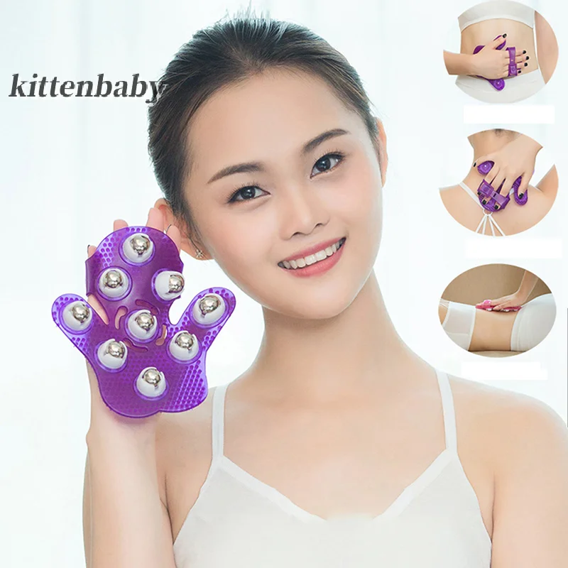 Palm Shaped Massage Glove Body Massager With 9 360 Degree Roller Metal Roller