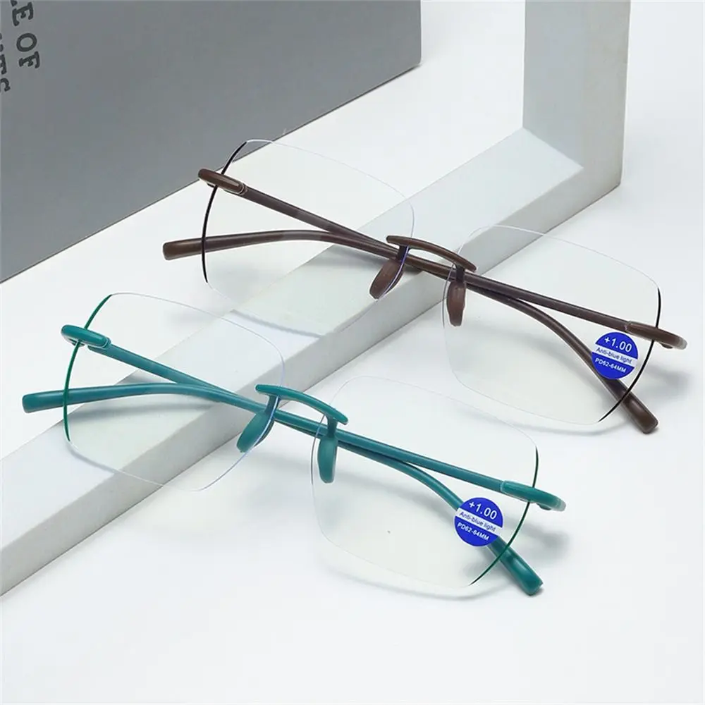 

Anti Blue-ray Reading Glasses Diamond Cut Rimless High-definition Far Sight Eyewear Ultralight Presbyopia Glasses