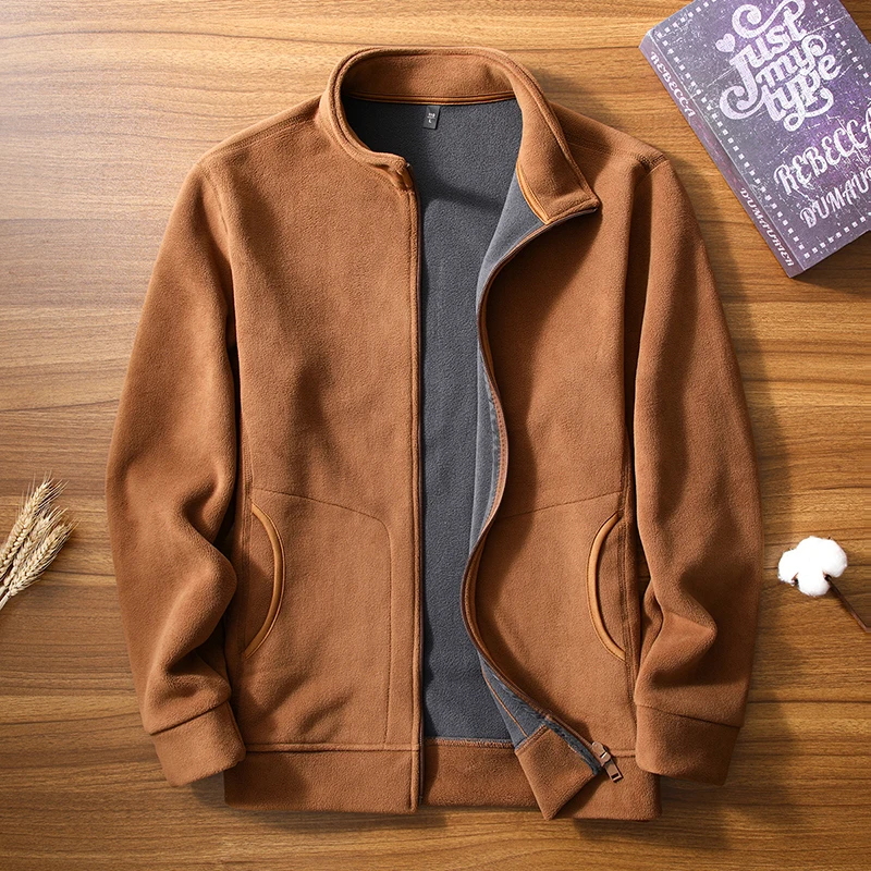 

High-quality, fashionable and stylish solid-color casual woolen fleece jacket with fleece is a versatile and casual style