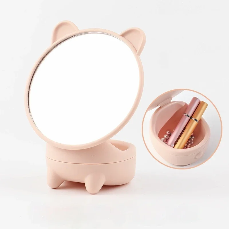 

Mini Desktop Single-sided Mirror Cute Cosmetic Storage Box Small Mirror Adjust Disassembly Compact Dressing Mirror Household