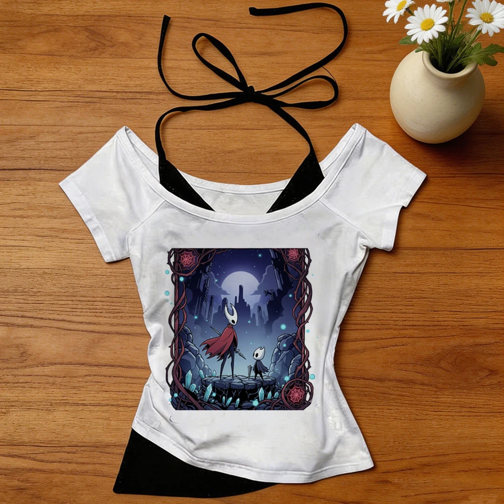 Hollow Knight cropped top women 2000s cutecore summer gothic goth t-shirt summer kawaii jojifuku party japanese