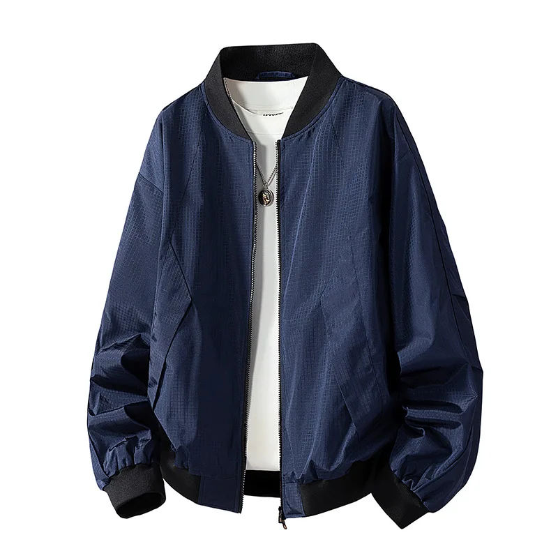 

Men's Baseball Collar American Jacket Loose Casual Versatile Windproof Motorcycle Suit Coat for Men