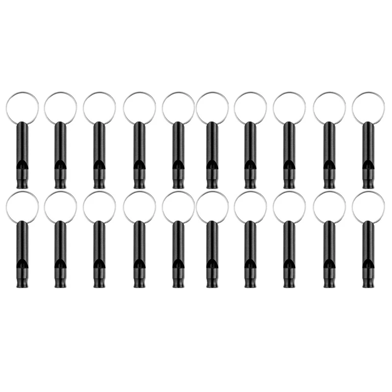 

20 Pack Aluminum Whistle, Sports Whistle, Emergency Survival Whistles With Key Chain,Black