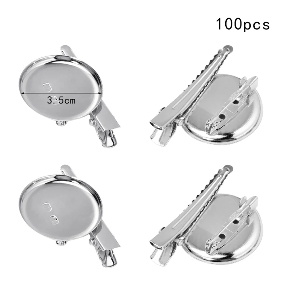 100 قطعة بروش الحافة الفراغات 3.5 سنتيمتر Diy بها بنفسك علبة معدنية قاعدة ل كابوشون حجر الراين الايبوكسي الطين صنع المجوهرات فارغة القرص النتائج دبابيس