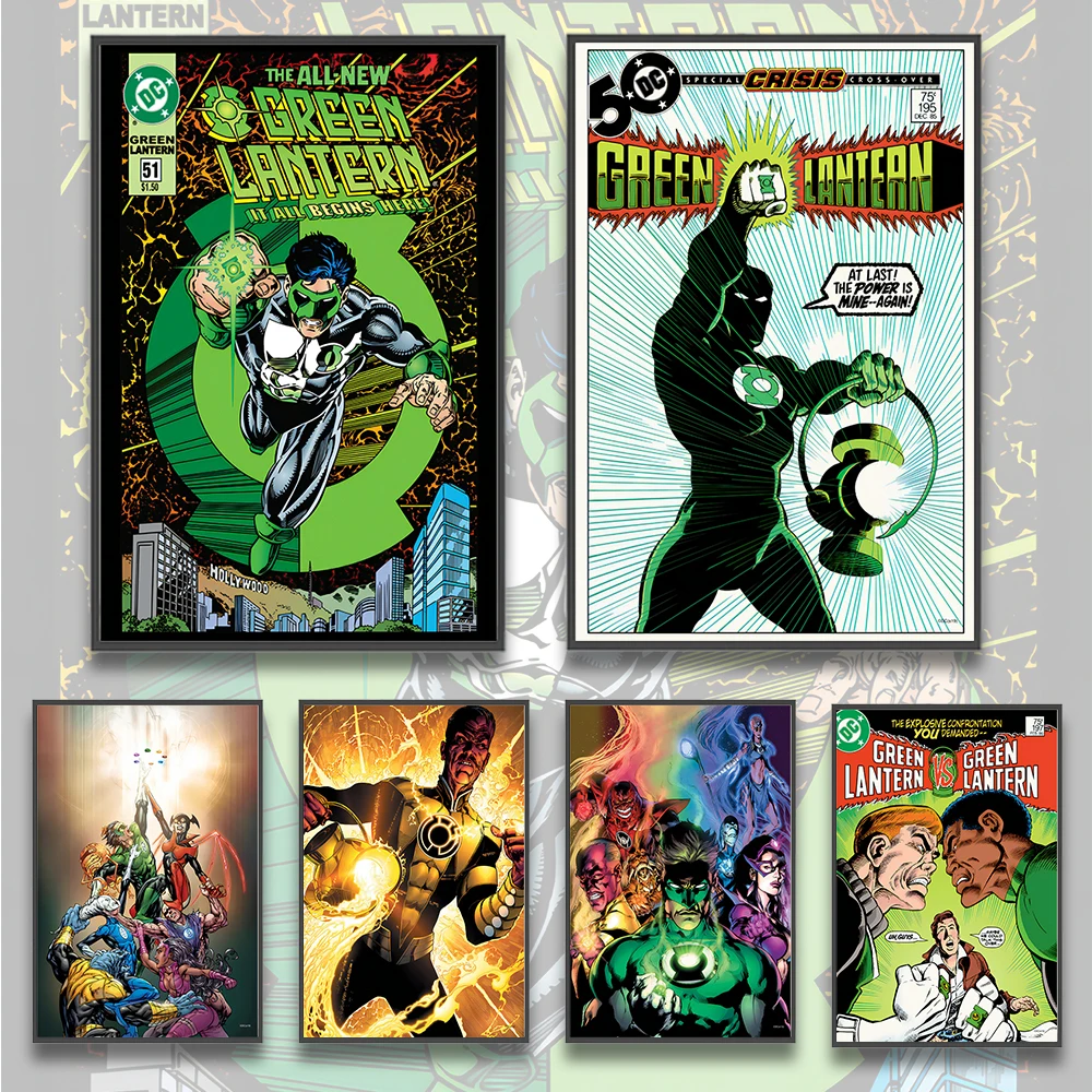 

DC Green Lantern Self-adhesive Poster Movie Figures Home Decoration Painting Wall Art Bedroom Cartoons Justice League Wallpaper