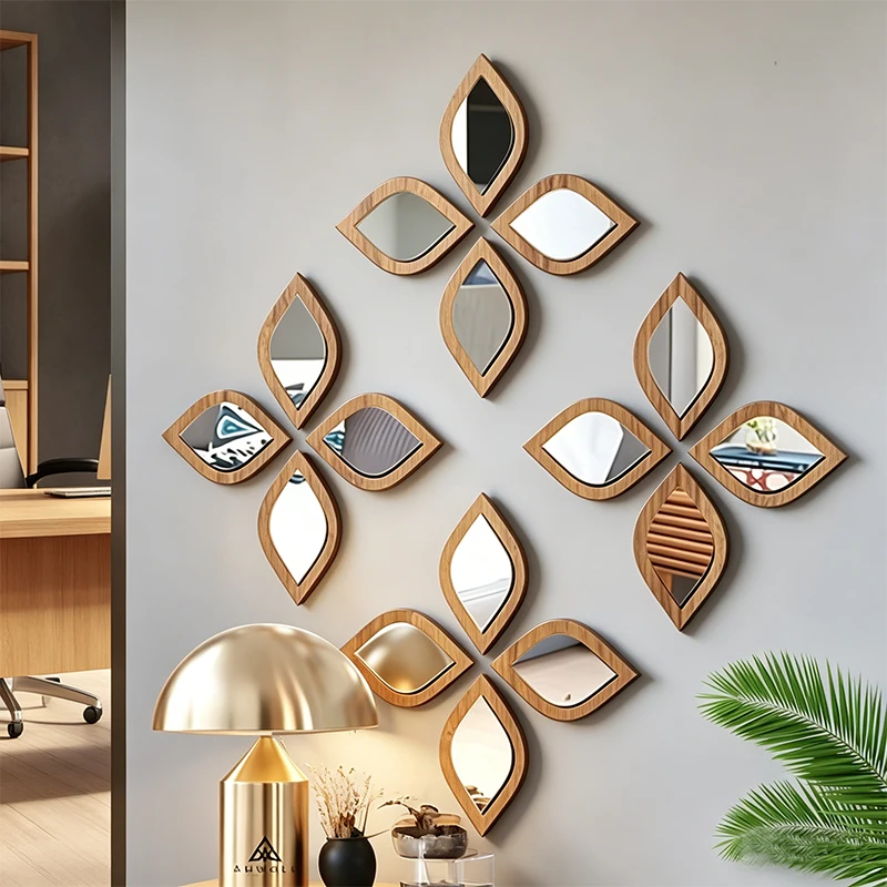 4Pcs Boho Teardrop Acrylic Mirror Set Modern Art Decor for Bedroom Living Room Office Wall Decoration