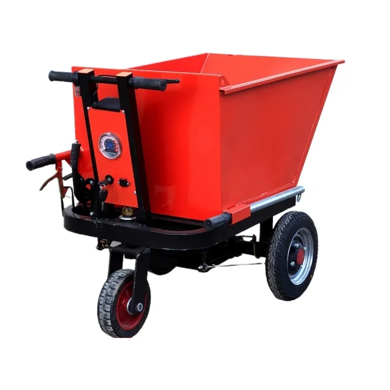 

Construction site electric trolley gray bucket tricycle tool pulling manure handling loading truck dump truck