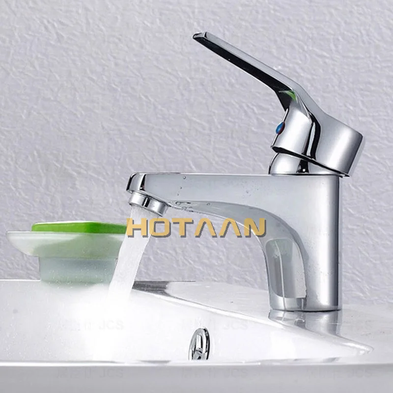 HOTAAN . Single Handle one hole Bathroom Basin Faucet  Hot and Cold Copper Vessel Sink Water Tap Mixer Chrome Finish