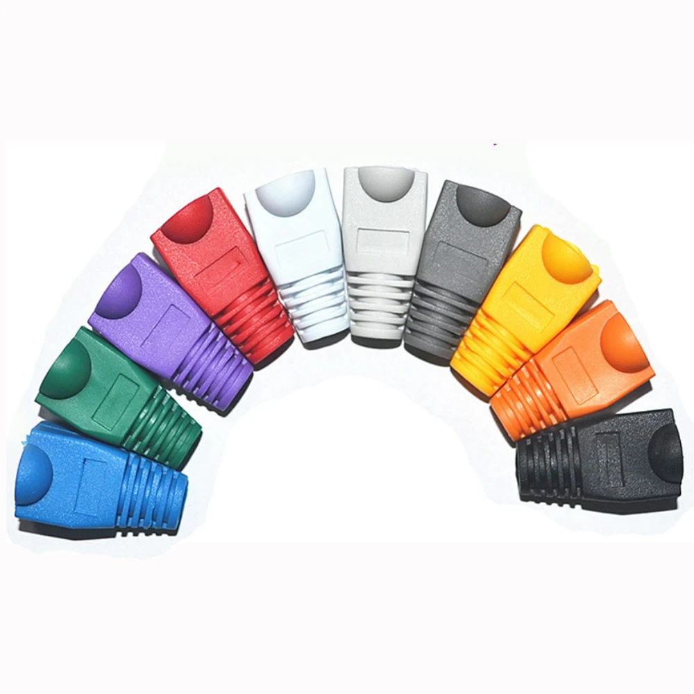 RJ-45 CAT6 CAT5e Adapter Cap Ethernet Network Cable Connector Plugs RJ45 Caps Cat 5 CAT6 protective sleeve multicolour