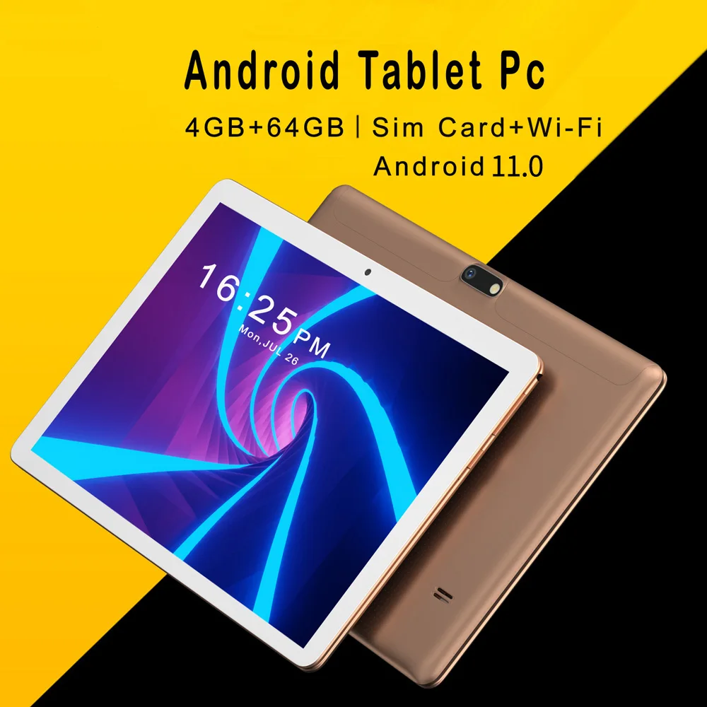 BDF 10.1 인치 태블릿 PC 구글 안드로이드 11 지지대, 3G 휴대폰 SIM 카드 태블릿, 4GB + 64GB ROM, 블루투스 와이파이 태블릿, 안드로이드 11