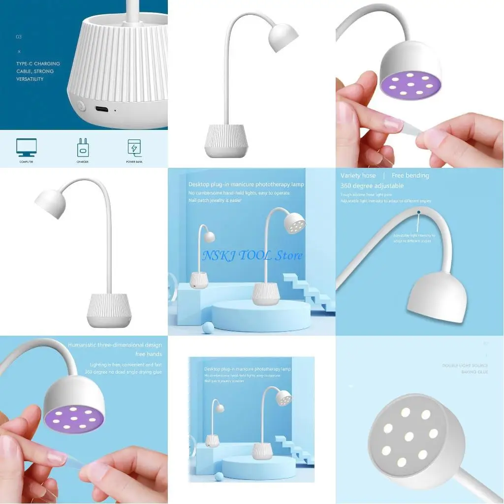 

L8RC Mini Dryer LED Lamp Drying Bendable Baking Dryer Manicure Tools