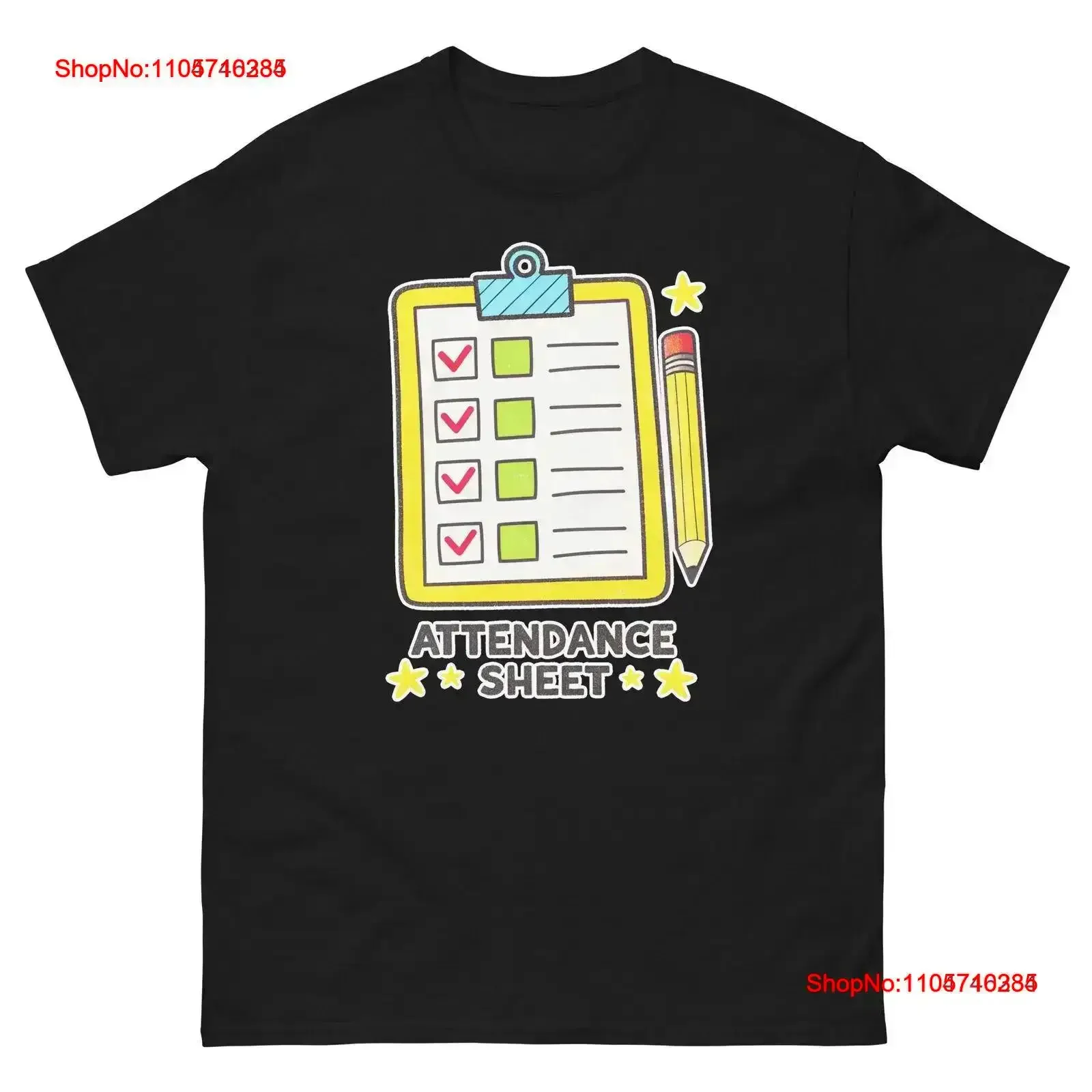 Attendance Sheet School Classroom Object Office Teacher T Shirt vintage Washed graphic Soft Stylish Casual Breathable vintage