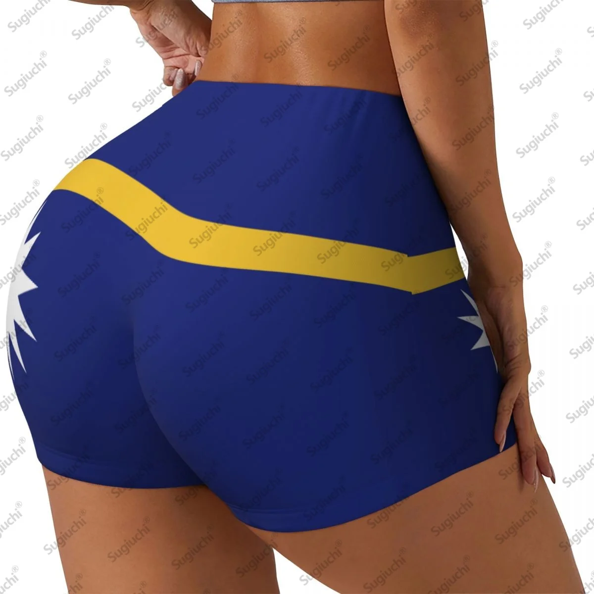 2026 Nauru Flag Yoga Shorts for Women Workout Scrunch Butt Lifting High Waisted Gym Running Short Pants