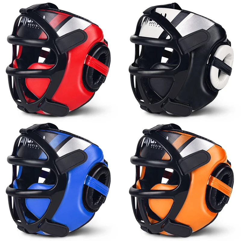 

High-Grade PU Leather Boxing Helmet Adult Kids Professional Competition Helmet Headgear MMA Muay Thai Taekwondo Head Gear Guard