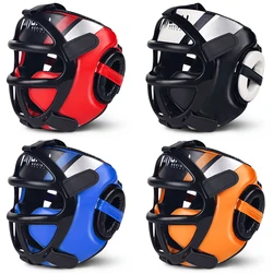 High-Grade PU Leather Boxing Helmet Adult Kids Professional Competition Helmet Headgear MMA Muay Thai Taekwondo Head Gear Guard