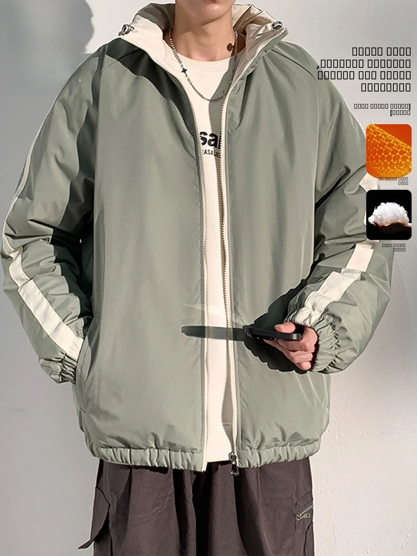 

TUCANO Faion Thiened Cotton Jaet Stand Collar Men's Outerwear Casual Outdoor Warm Coat Zipper Closure Long Sve