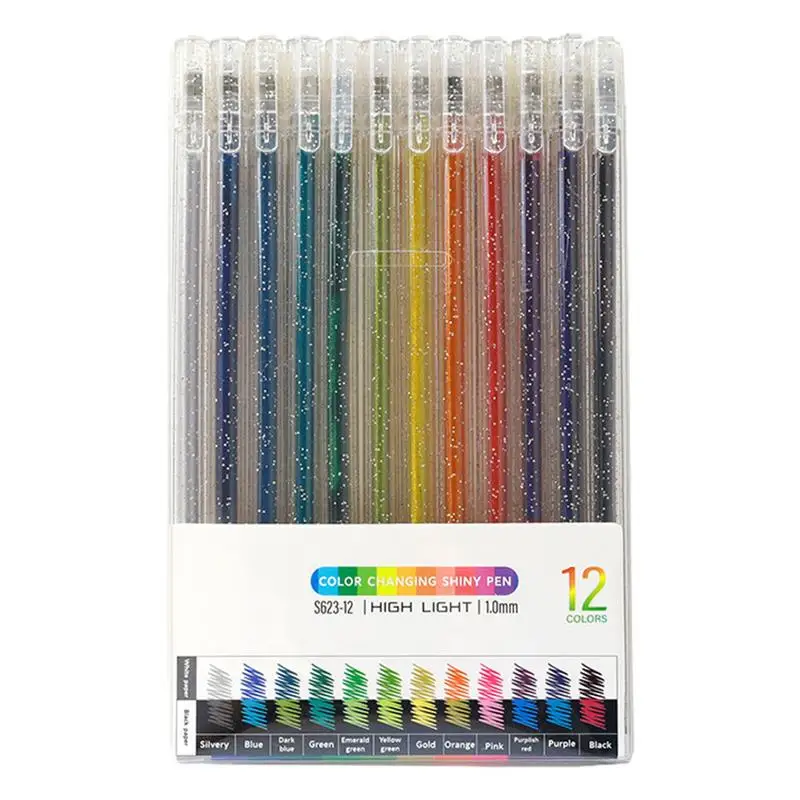 Pennarelli colorati glitter Pennarelli multicolori a punta fine per disegnare materiali artistici con contorno in metallo Colore sicuro per colorare adulti Gi