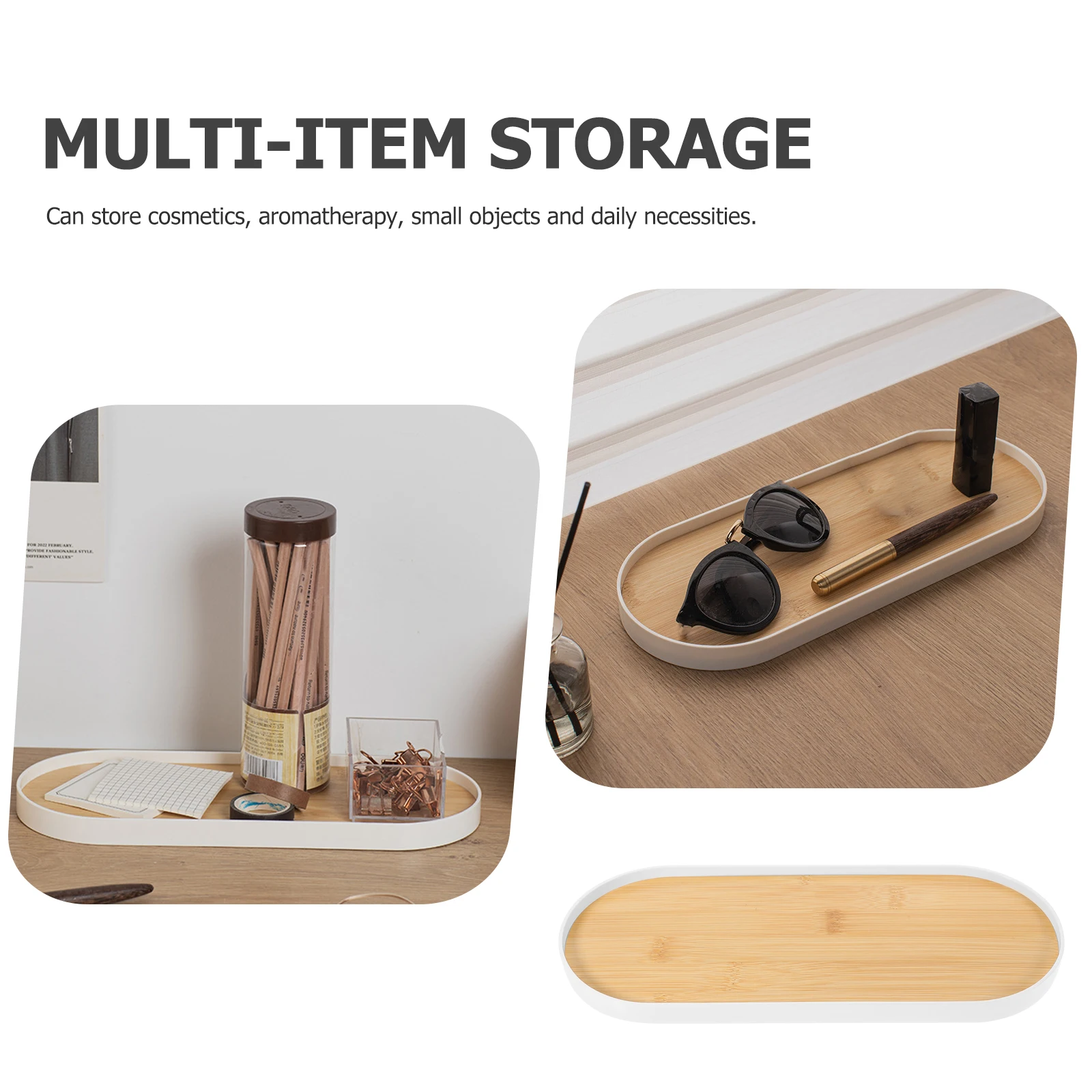 

Japanese Style Storage Tray Oval Makeup Jewelry Organizer For Vanity Bathroom Bedroom Desktop Tabletop Sundries Holder