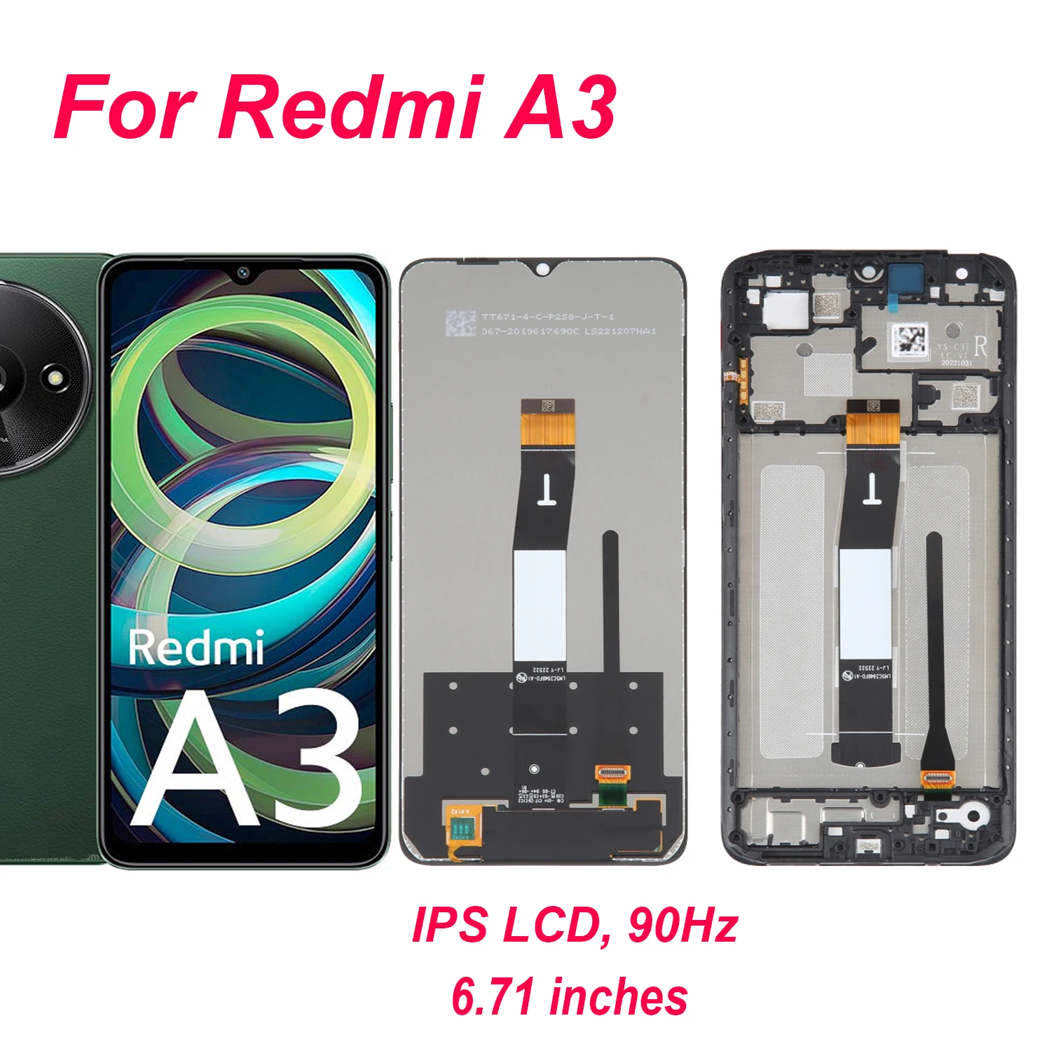 

For Xiaomi Redmi A3 LCD Display Touch Screen Digitizer Assembly Parts