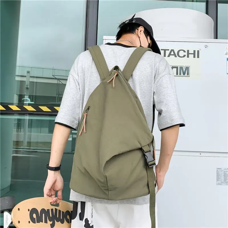 Nice Life's New Solid Color Canvas Backpack Ins Niche Design Fashionable Large Capacity Backpack Retro Travel Student Backpack