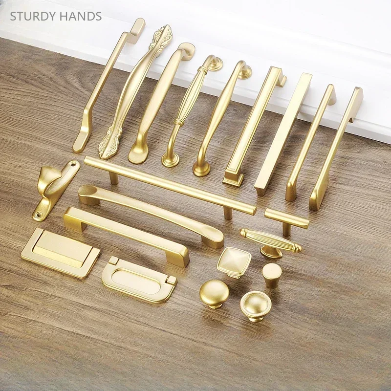 1PCS zinc alloy gold handle simple and luxurious cabinet shoe cabinet wardrobe door handle furniture accessories Woodworking