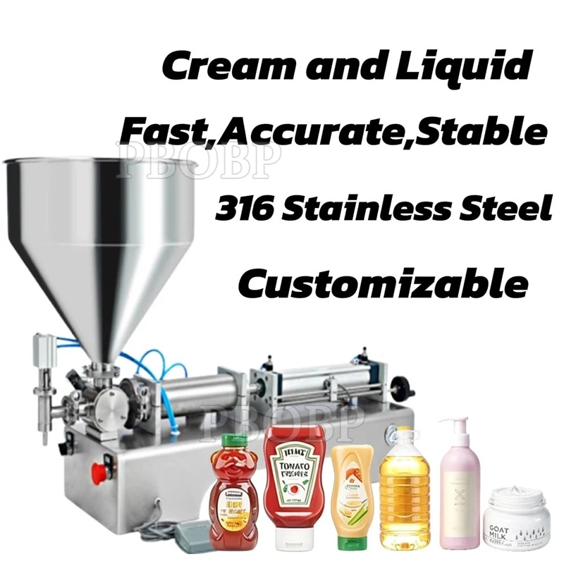 New Design Pneumatic Curry Sauce Cosmetic Cream Salsa Piston Honey Filler Peanut Butter Chocolate Tomato Paste Filling Machine
