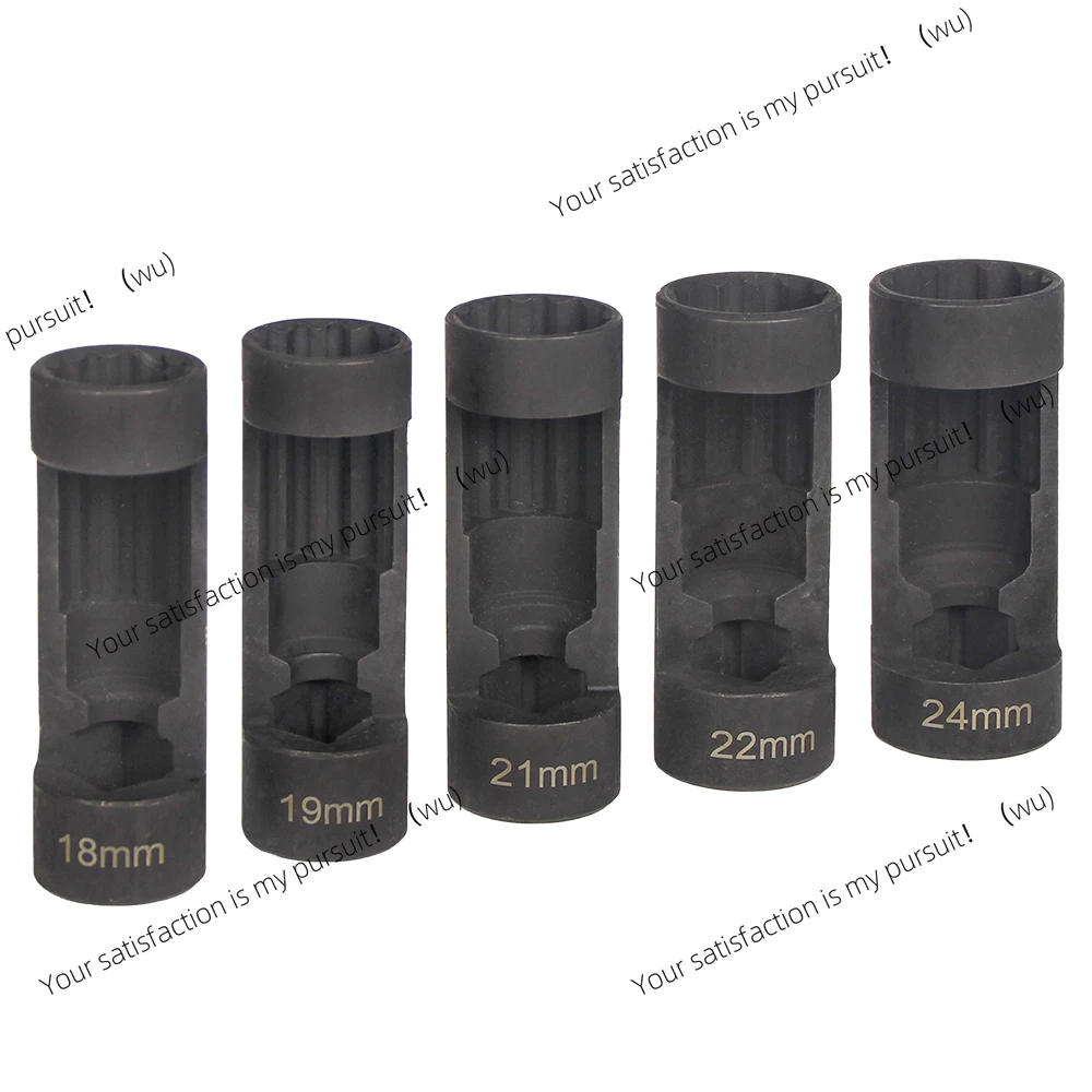 

5Pcs 12 Point Suspension Strut Socket Chrome Vanadium Steel Strut Nut Socket Set 1/2in Drive 18‑24mm for Car Repair Tool