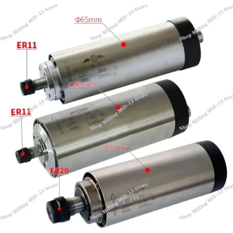 

800 Вт, 1500 Вт, 2200 Вт, двигатель шпинделя с ЧПУ, 220 В, фрезерный станок с воздушным охлаждением, вал оси Z, 1,5 кВт, 2,2 кВт, диаметр 65/80 мм, цанговый патрон ER11