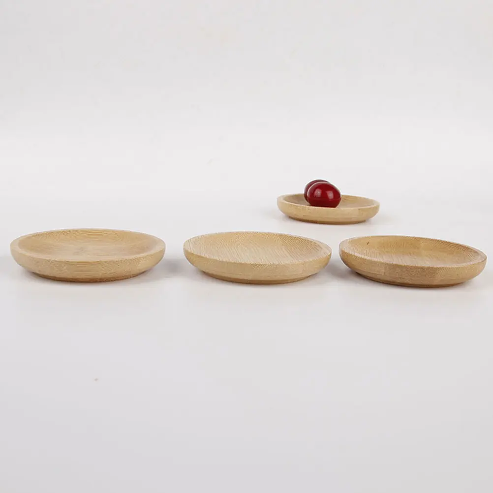

4 Pcs Bamboo Small Plates 7 5x7 5cm Japanese Style Snack Dipping Sauce Bowls Luxury Dinner Serving Dishes Round Wooden Kitchen