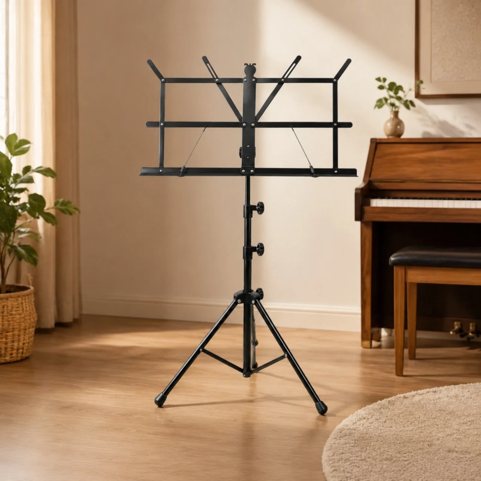Portable Folding Sheet Music Stand with Carrying Bag Adjustable Tripod Base for Musicians Practice Performance