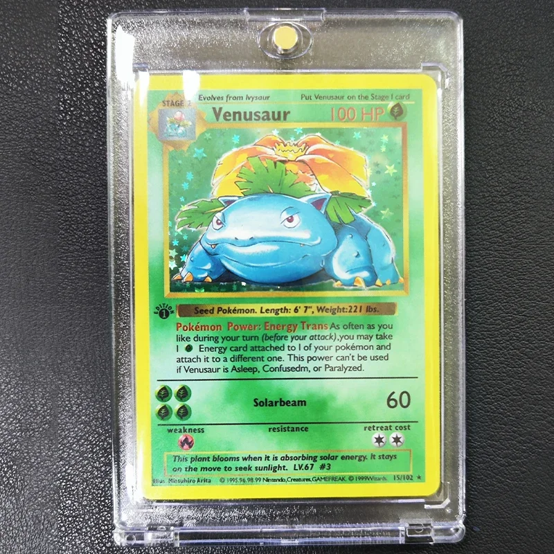 مجموعة بطاقات البوكيمون مع بطاقة الطوب 1996 الطبعة الأولى بطاقات فلاش Charizard Blastoise PTCG لعبة أنيمي بطاقات مشرقة لعبة هدية