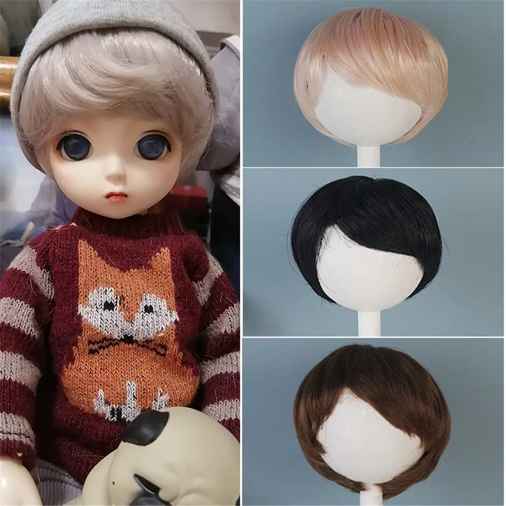 

Новый стиль, парик куклы Bjd 1/6, 1/8, короткий многоцветный, милый, высокотемпературный парик из волос, мужская и женская кукла, повседневные короткие волосы