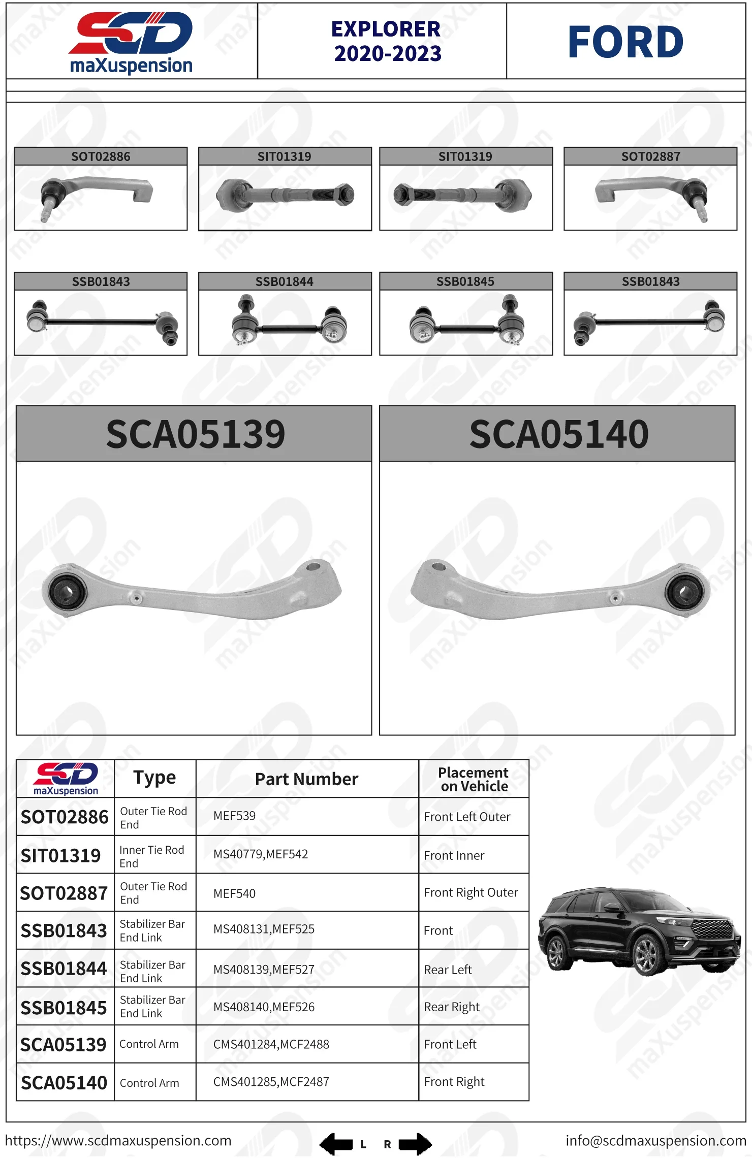 Front Lower Control Arms Tie Rods Sway Bar Links tie rod ball joint Suspension Kit for FORD  EXPLORER 2020-2023