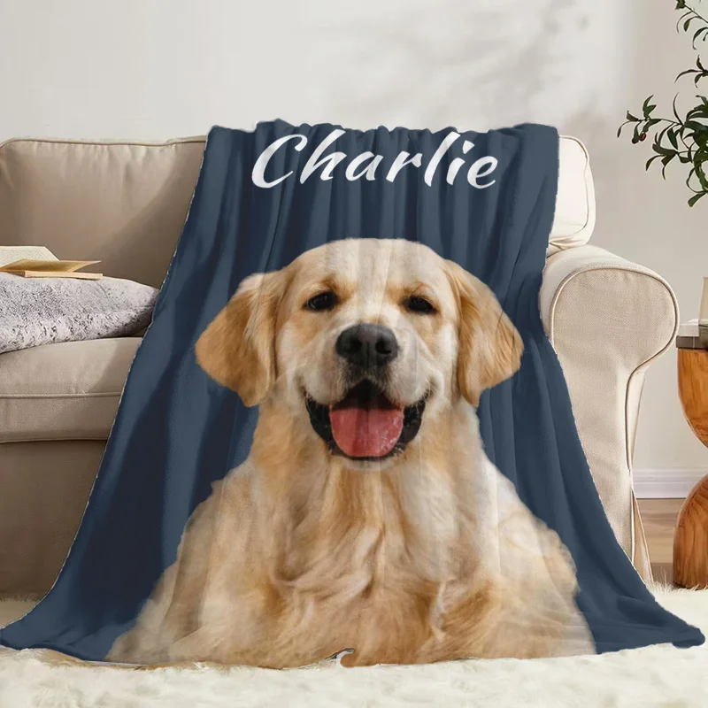 Personalized Dog Portrait Throw Blanket for Pet Owner Gift Customized Puppy Love Fleece Throw Cozy Couch Decor Keepsake Gift