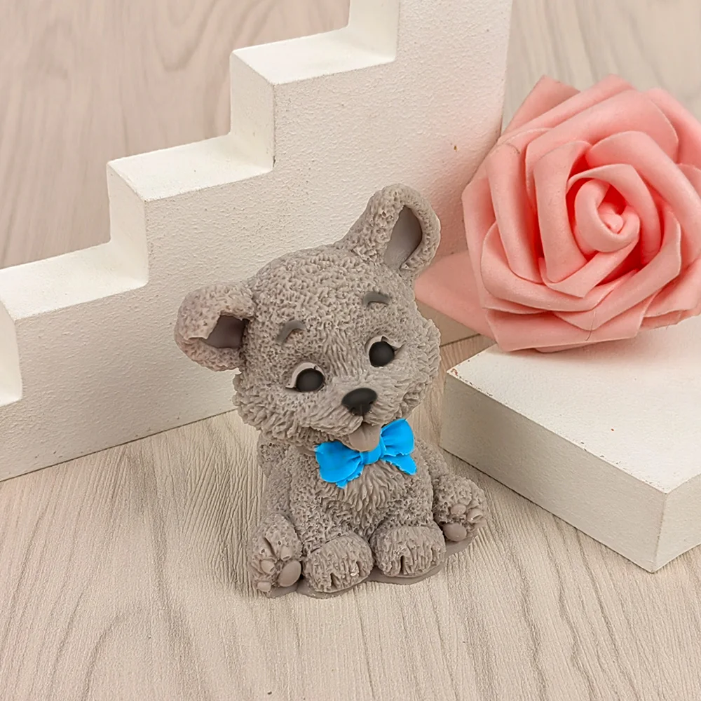 

3D Silicone Dog Soap Molds, Sitting Bowtie, Dog Candle Mold, Cute Puppy Mould, Animals, Birthday, Valentine's Day, DW04