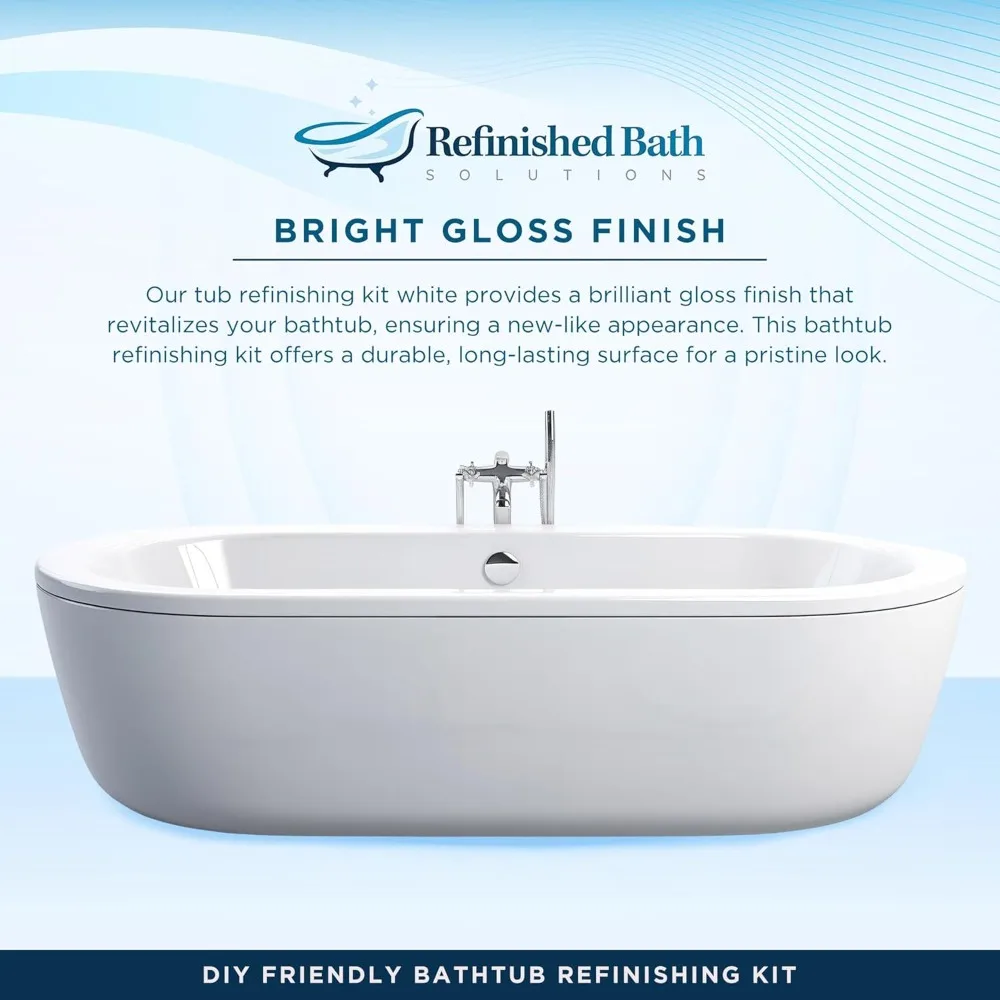 Ekopel 2K Kit de baignoire Pour sur peinture de baignoire Kit brillant blanc, 1 manteau évier sans odeur et peinture de baignoire