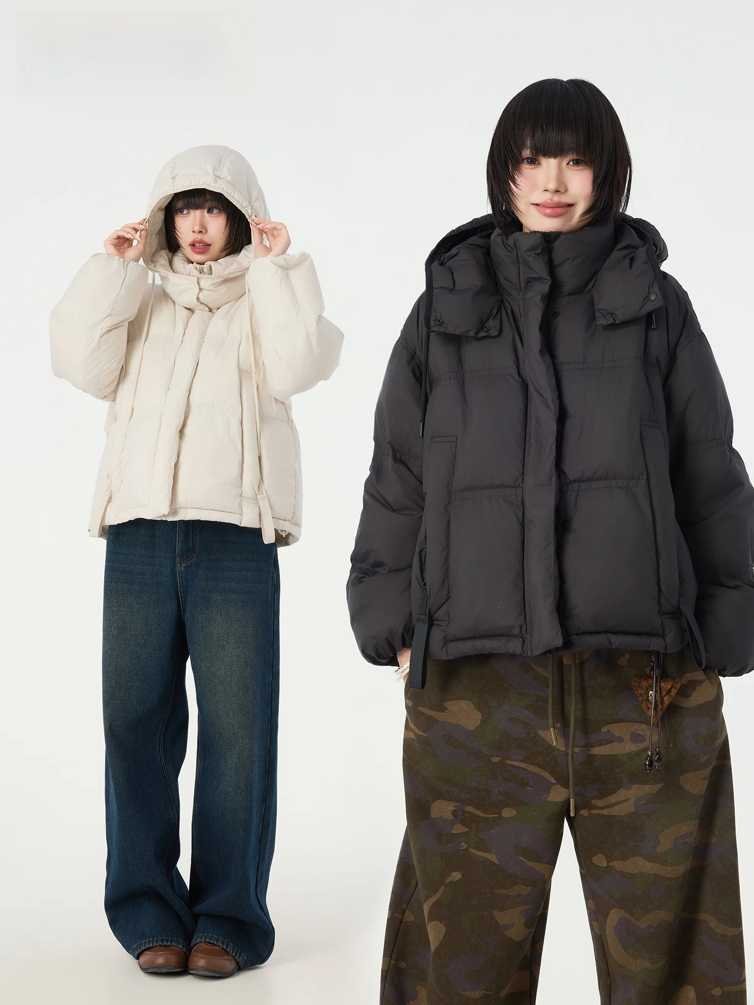 

Зимняя женская пуховая куртка Didimax: свободный крой, теплая, с капюшоном, воротником-стойкой, утолщенная, с длинными рукавами, повседневная, DB325BB...