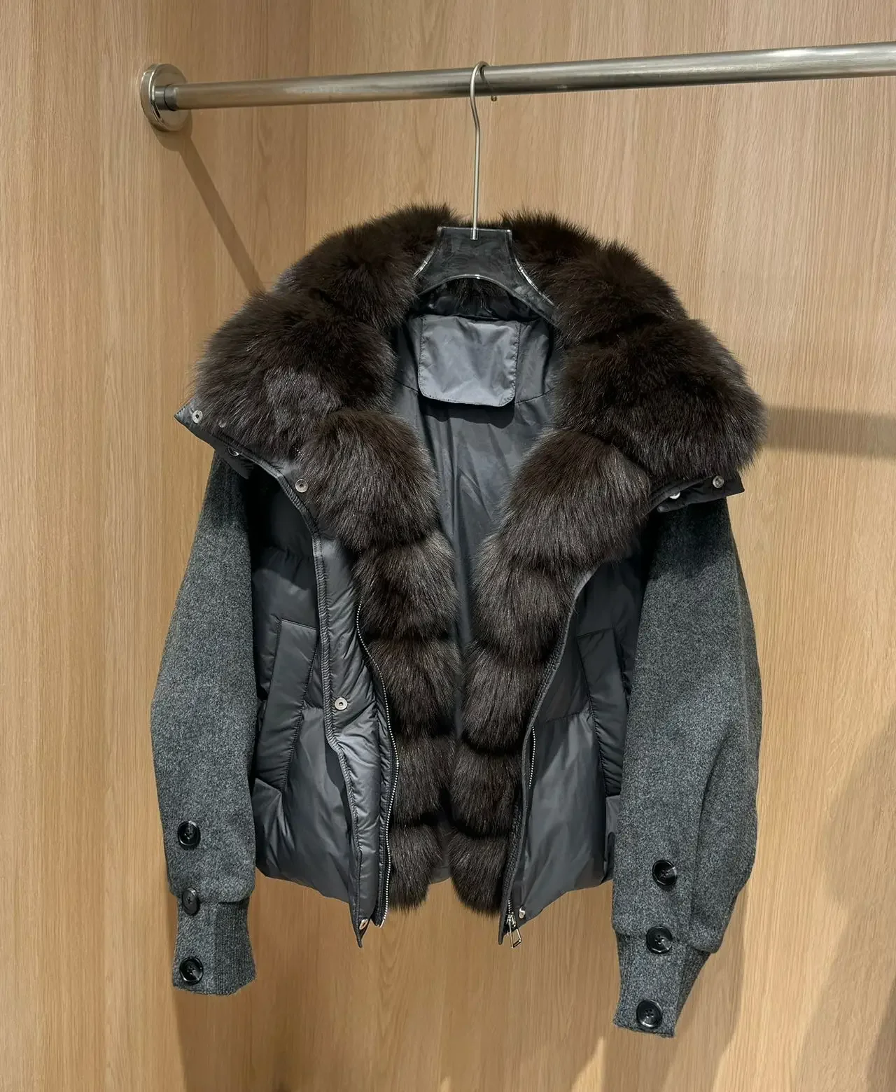 OFTBUY New Winter Warm Cropped Natural Fur Down Cclothing Women Short Duck Down Jacket Real Fox Fur Collar Puffer Coat Female
