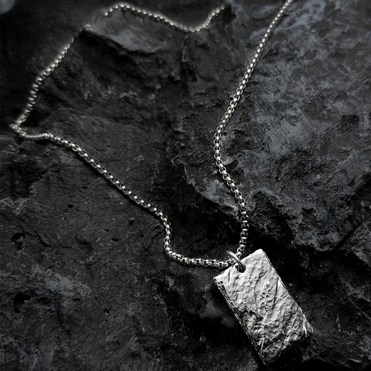 

New Handmade Carved Rock Pattern Pure Titanium Pendant Lightweight and Anti Allergic Unique Gift Easy To Match Accessories
