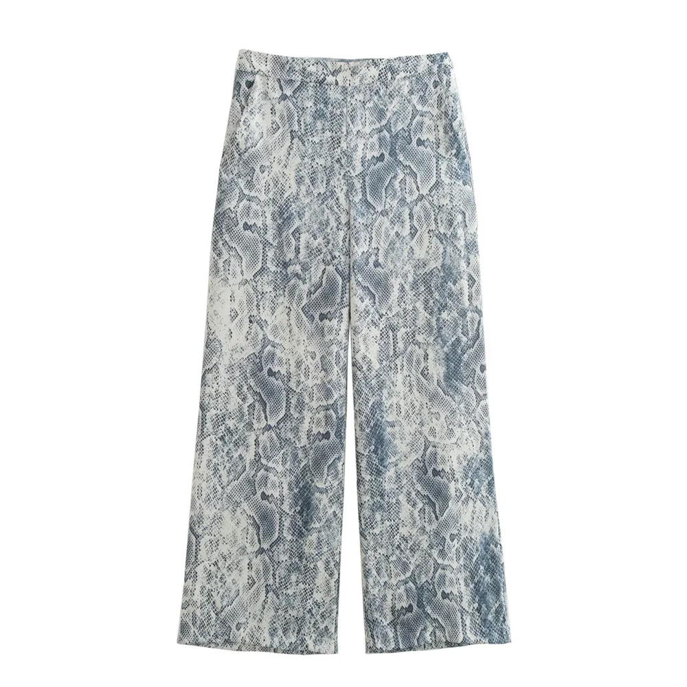

TRAF Autumn New Product Women's Fashion Casual Loose Animal Pattern Printed Shirt Wide Leg High Waist Pants