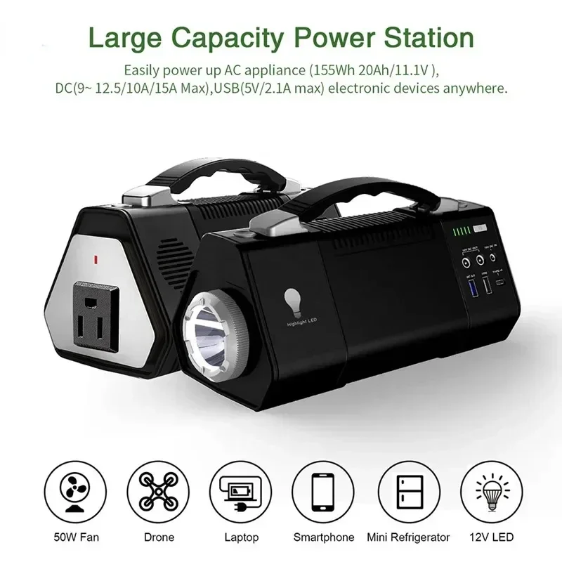 Wholesale 155W 42000mAh Lithium Battery Power Supply Solar Generator Backup Portable Power Station