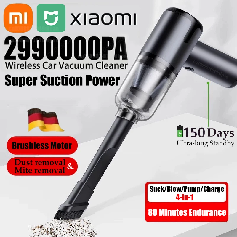 Xiaomi MIJIA 2990000 PA Vacuum Cleaner Blow Suck Pump Charge 4-in-1 Portable Wireless Super Powerful Vacuum Cleaner For Vehicle