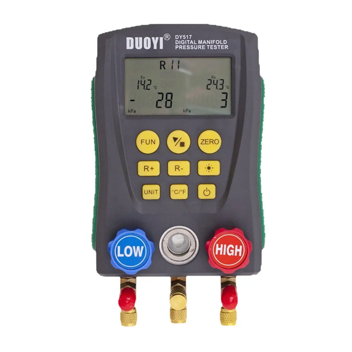 Jun.A- Pressure Gauge Refrigeration Manifold Tester Air Conditioning Temperature Tester Valves Tool Kit DY517 No Clip