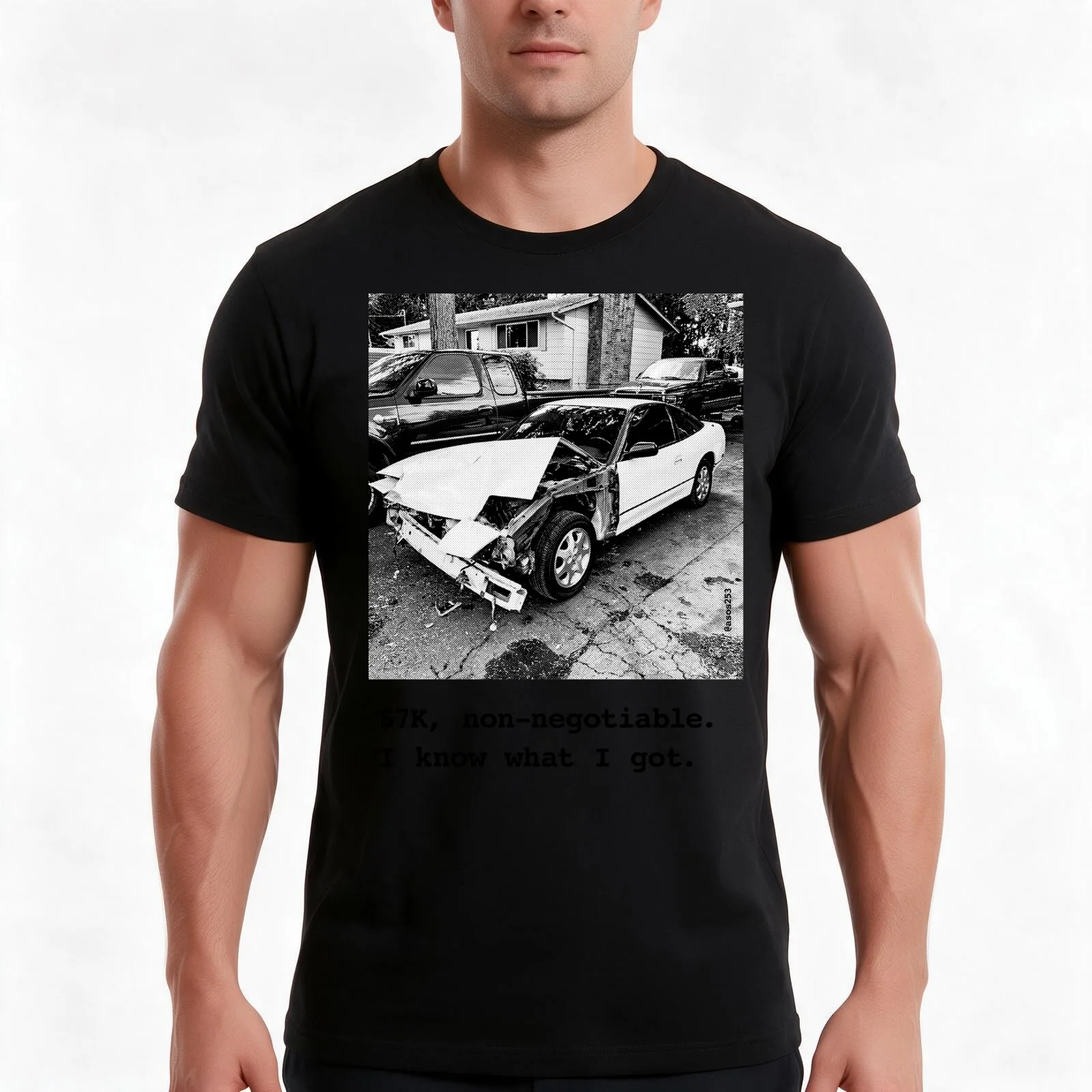 240SX $7K Meme T-Shirt, Summer Casual Cotton Tee, Oversized Streetwear Tops, Vintage Graphic Print, Loose Fit Short Sleeve