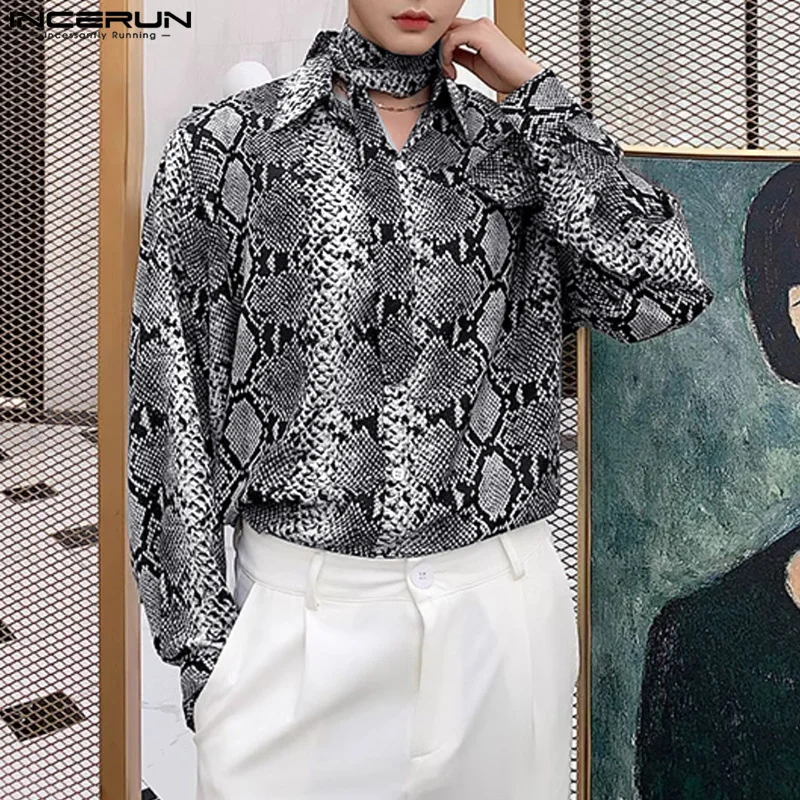 INCERUN Sexy New Men\'s Clothing Leopard Printed Design Shirts Casual Party Shows Male Hot Selling Long Sleeved Blouse S-5XL 2024