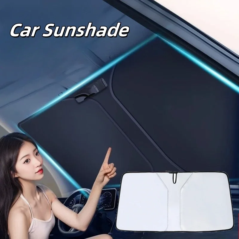 Car Windshield Sun Shade Cover Front Window Sun Visor Protection Foldable Car Curtains for Summer Cooling UV Refletive