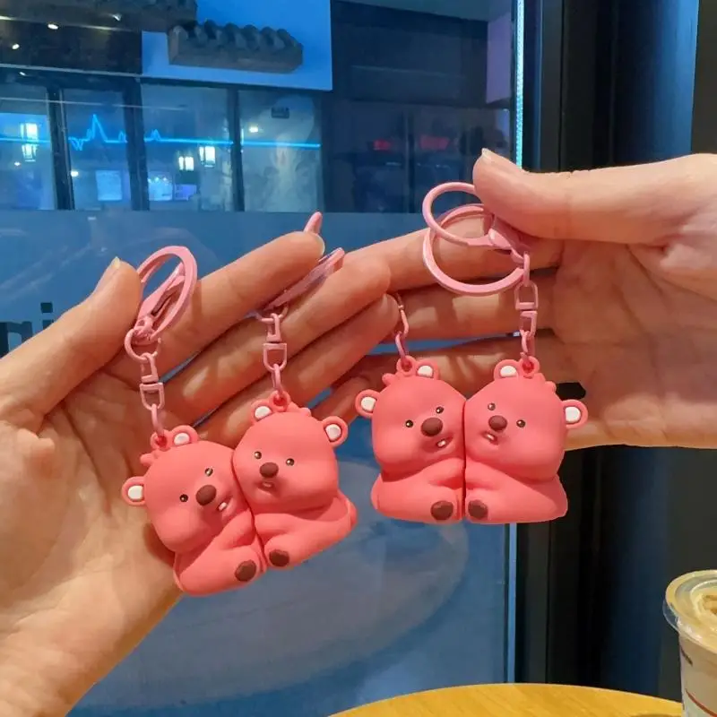 Cartoon Loppy Keychain Anime Magnetic Attraction Keychain Cute Little Beaver Couple Pendant Kawaii Doll Bag Pendant Gift