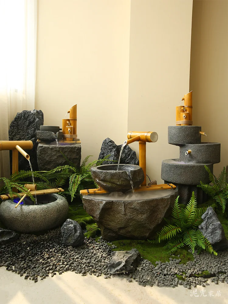 Chinese rockery flowing water balcony courtyard ornament fountain pool garden arrangement indoor and outdoor landscape