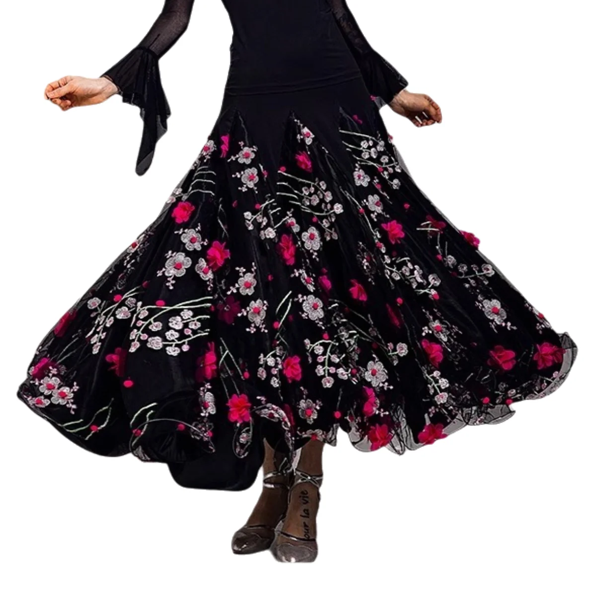 Stickerei Ballroom Dance Röcke Für Frauen Spanisch Rock Walzer Kleid Tanzen Kleidung Dance Wear Flamenco Rock Party Rock